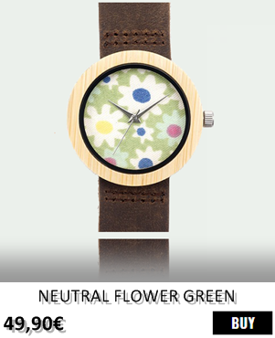 RELOJ DE MADERA RENEGADE NEUTRAL FLOWER GREEN