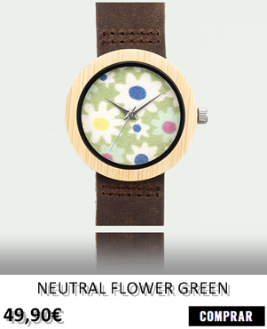 RELOJ DE MADERA RENEGADE NEUTRAL FLOWER GREEN